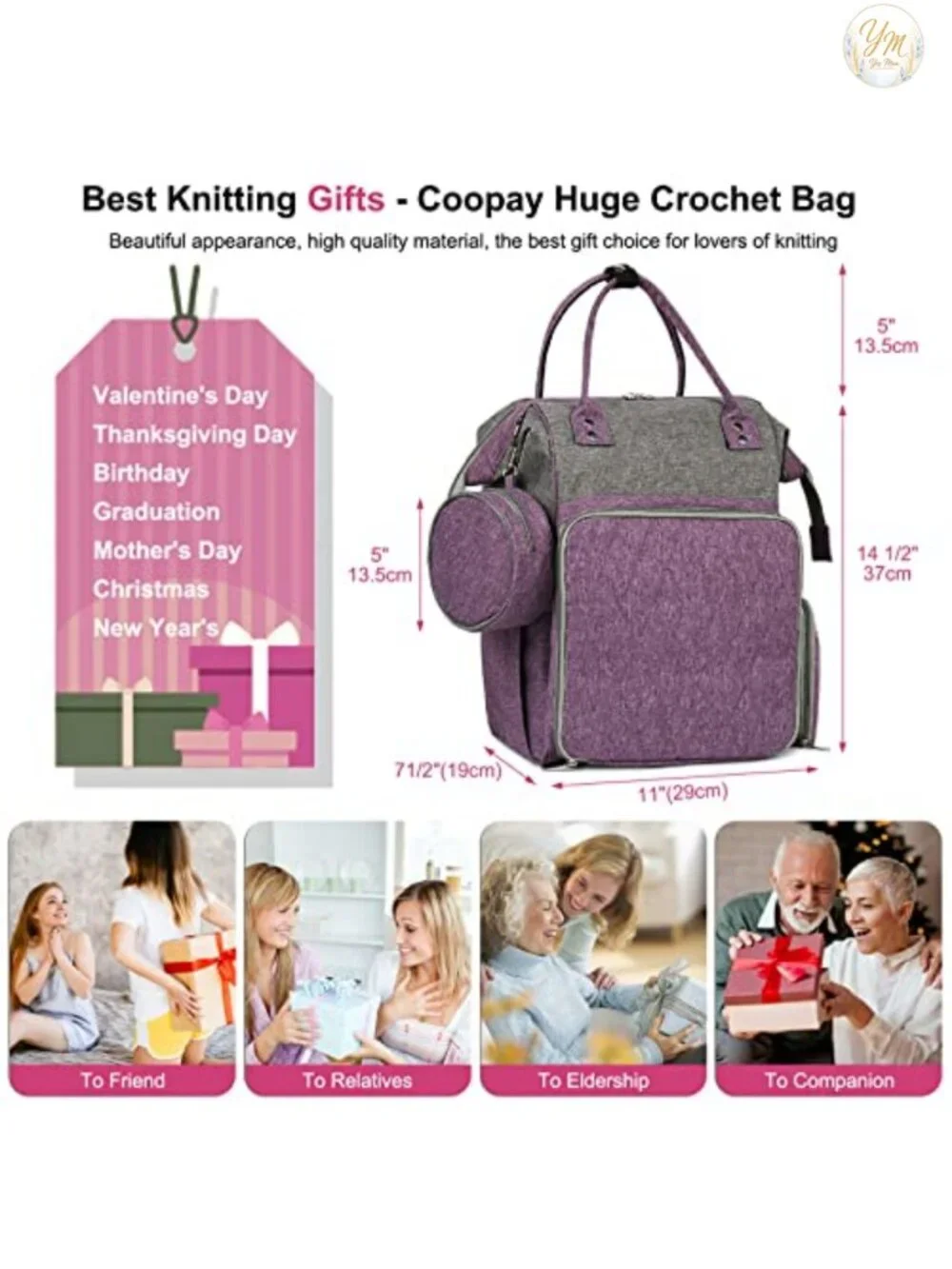 Large Yarn Storage Backpack for Knitting & Crochet, 600D Oxford Cloth, Travel